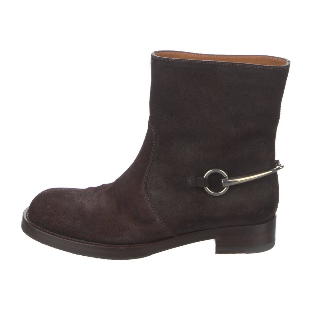 Gucci brown suede horsebit boots